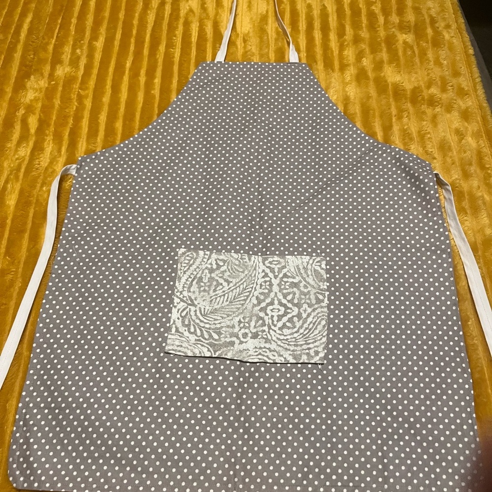 Kids Gray Polka Dot Apron with Pocket